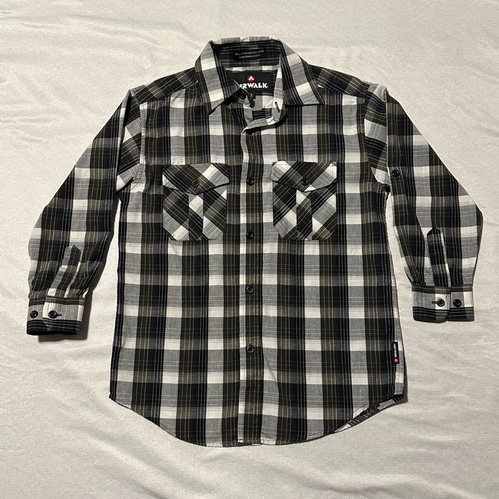 Airwalk Youth Size 8 Polo Shirt - Plaid - 3/4 Roll Up Sleeve